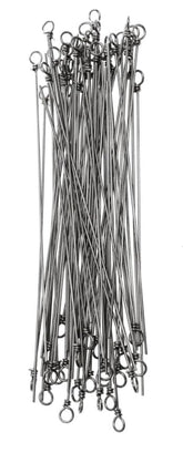 Circle B Tackle twisted eye wire shafts close-up for spinner bait assembly