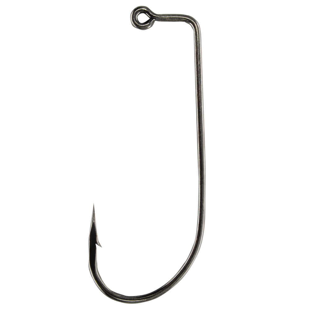 Circle B Tackle Victory 10111BN 90-degree jig hook close-up, showing extra-strong forged steel for demanding fishing