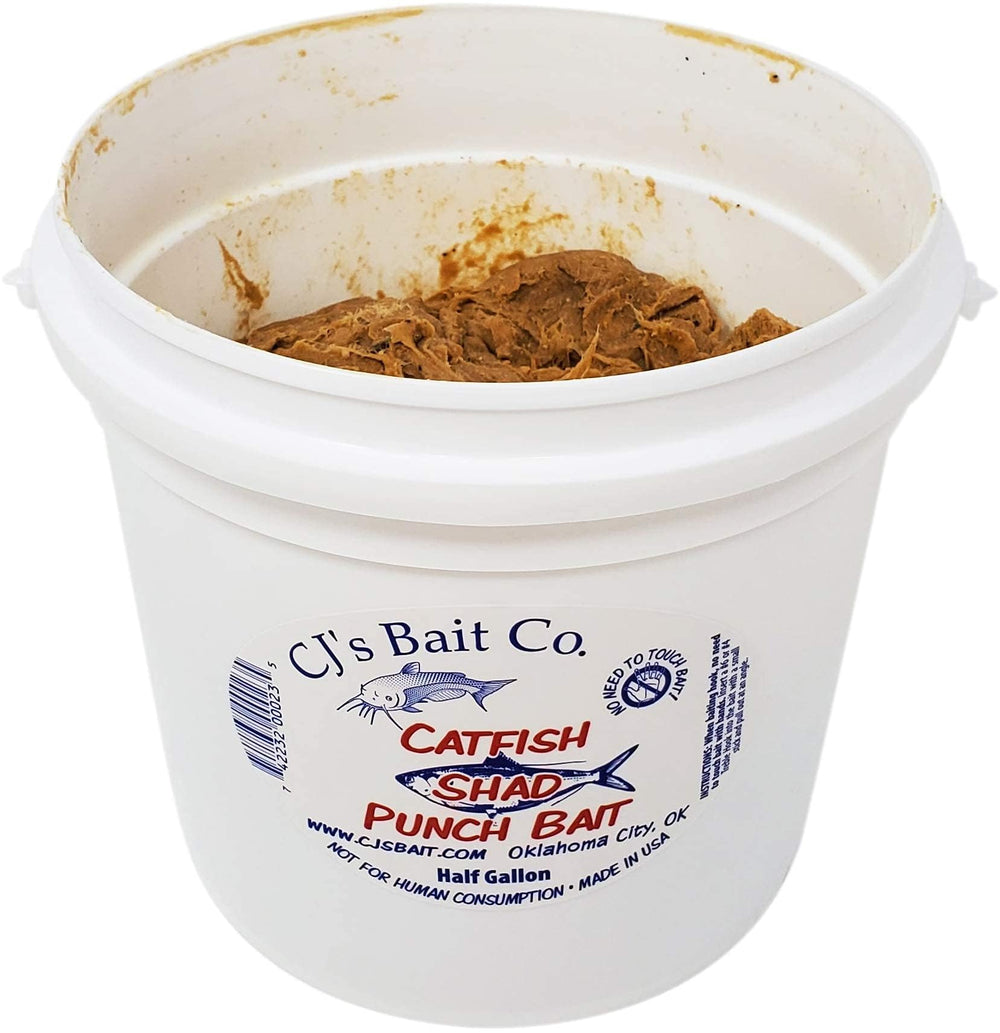 CJ's Punch Bait shad half-gallon package ready for fishing day