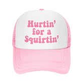 Ckajuoau Hurtin' Squirtin' pink trucker hat with breathable mesh for all-day comfort.