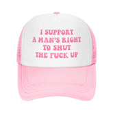 Ckajuoau pink trucker hat front view with breathable mesh for all-day comfort.