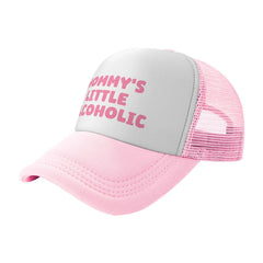 Ckajuoau Mommy's Little Alcoholic pink cap side view; adjustable strap for a secure fit.