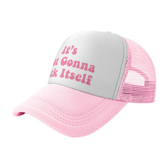 Ckajuoau pink trucker hat adjustable strap for secure, personalized sizing.