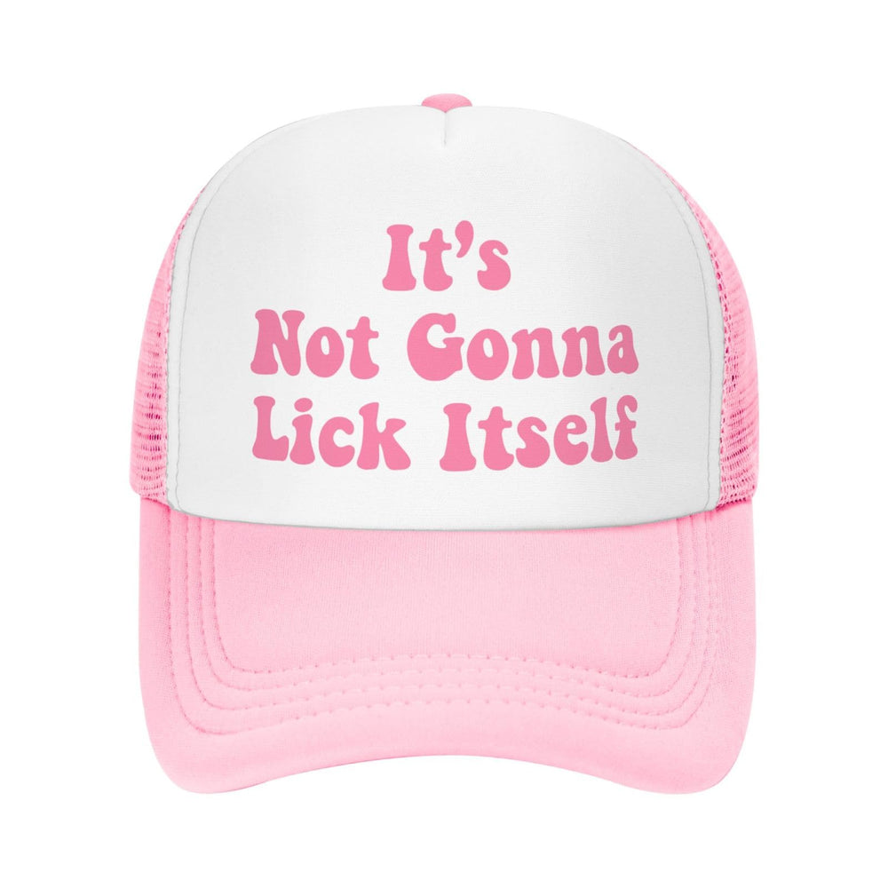 Ckajuoau pink trucker hat front view with adjustable fit for all-day comfort.