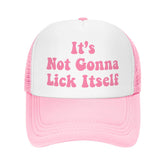 Ckajuoau pink trucker hat front view with adjustable fit for all-day comfort.