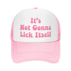Ckajuoau pink trucker hat front view with adjustable fit for all-day comfort.