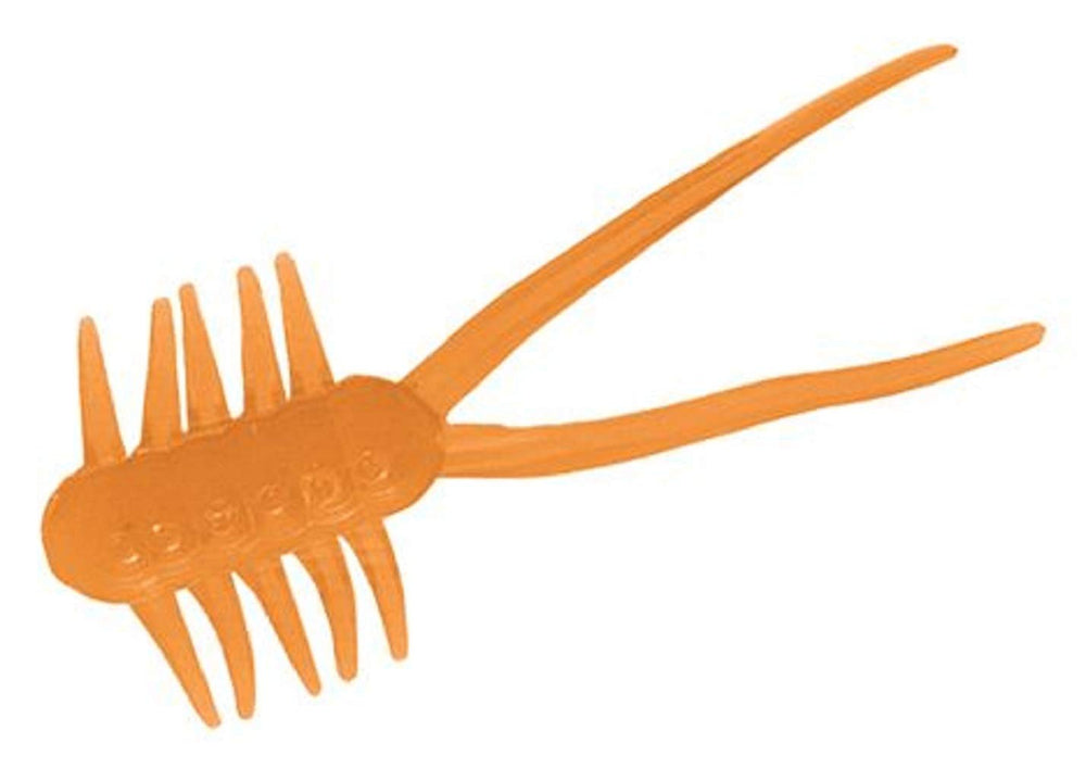 CLAM 10202 jig head in orange glow enhances lure visibility for ice fishing.
