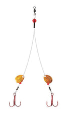 CLAM 9705 Fluoro Big Tooth Rig Size 2 in gold for reliable ice fishing setups.