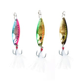 CLAM Leech Flutter Spoon Kit Lightning size 10 front view shows multicolor spoons for versatile jigging