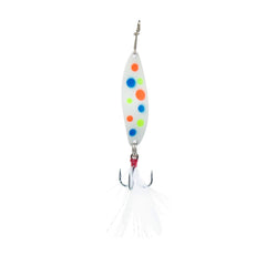 CLAM Leech Flutter Spoon Kit Size 12 with Glow Wonderbread colors for versatile freshwater jigging.