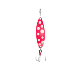 CLAM Panfish Leech Flutter Spoon in glow pink wonderbread attracts panfish in low light conditions.
