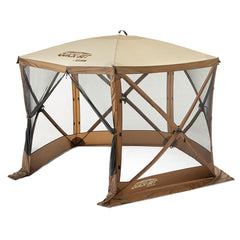 CLAM Pop Up Screen Tent 9x9 assembled for quick shade and family comfort.