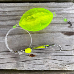 Clarkspoon Bubble Buster rig includes 40lb monofilament leader for durability.