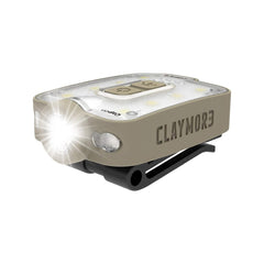 Claymore Capon 40B cap light clipped to a hat for hands-free trail illumination.
