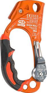 Climbing Technology Quick Roll Ascender with orange right-hand handle for efficient rope ascents.