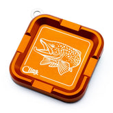 Cling Fishing Mag Grab Plus orange hookjaw front view for quick fly access on vests and shirts.