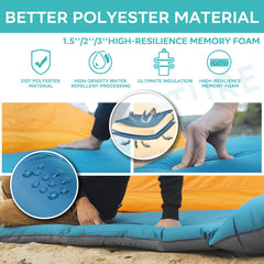 Clostnature self-inflating sleeping pad pillow attached offers head support on chilly nights