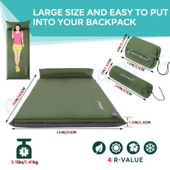 Clostnature self-inflating sleeping pad rolled pack is portable for lightweight camping