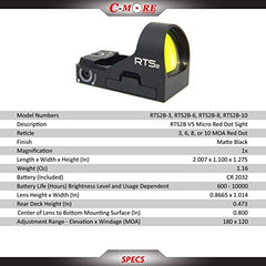 C-MORE RTS2B V5 adjustment dials enable precise windage and elevation control.