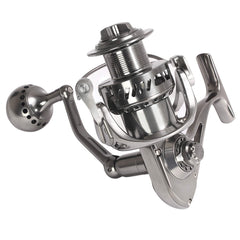 Close-up of reinforced gear train on saltwater spinning reel