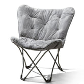 CNEIESD foldable butterfly chair in gray microsuede for cozy lounging.