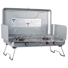 Coastrail Outdoor propane stove top view showing dual burners for precise cooking.