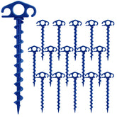 COBARYEN tent stakes spiral blue 9.4-inch anchors securely hold tents in wind and sand