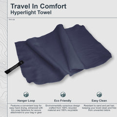 COCOON Hyperlight towel lava grey rolled with strap for easy storage