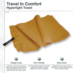 COCOON Hyperlight Towel Sunrise Small fabric detail highlighting recycled material.