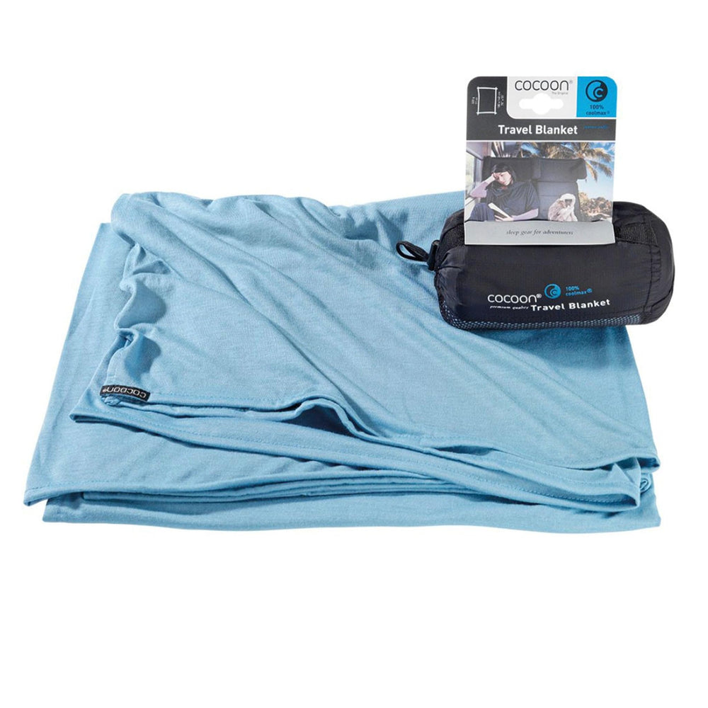 COCOON Premium travel blanket folded for compact packing and quick access.