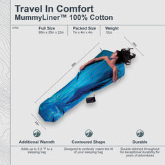 COCOON Premium Cotton MummyLiner Nile foot-end contour supports snug bag alignment