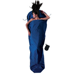 COCOON Premium Cotton MummyLiner ultramarine blue top opening for easy entry and on-the-go comfort.