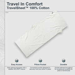 COCOON Premium TravelSheet Natural compact stuff sack simplifies storage and packing.