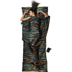 COCOON TravelSheet Silk Leaves Regular with side-opening Velcro for easy entry and privacy on the go