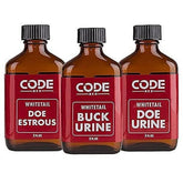 Code Blue Buck-N-Does Combo pack shown in amber bottle, preserving scent potency for field use