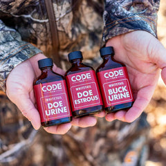 Code Blue Doe Urine bottle suited for doe-in-heat scenting near hunting sites
