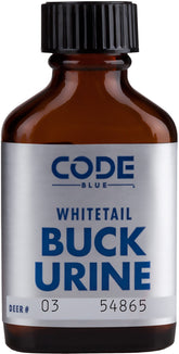 Code Blue Whitetail Buck Urine bottle in amber glass