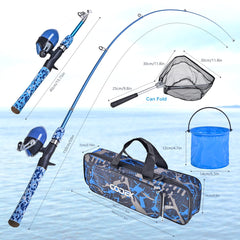 Kids fishing nets and tackle box with lures for beginners