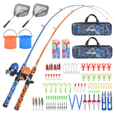 CODEK kids fishing pole set blue and orange 2-pack with reels