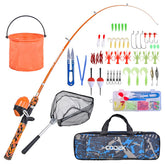 CODEK kids fishing pole set blue and orange rods and reels