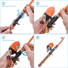 Folding fishing net included in CODEK kids kit