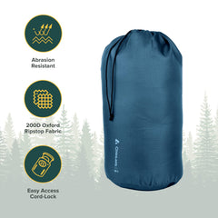 Coghlan's 15L Stuff Sack shows water-resistant coating protecting gear in rain