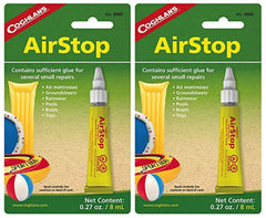 Coghlan's Airstop Sealant 2-pack, compact tubes for quick inflatable repairs on camping gear.