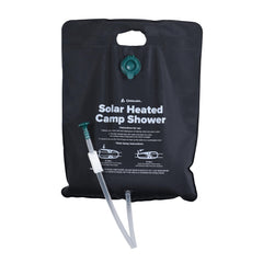 Coghlan's Camp Shower sunlit setup heats water for outdoor showers.