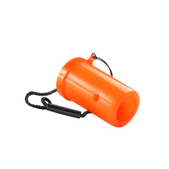 Coghlan's emergency horn with orange shell for high-visibility signaling during outdoor adventures.