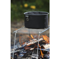 Close-up of chrome-plated steel construction on Coghlan's Pack Grill.