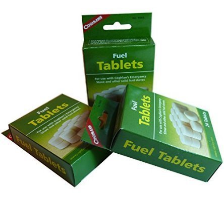 Coghlan's solid fuel tablets 72-pack ready for emergency stove; quick, smokeless cooking outdoors.