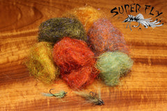 Cohen's Carp Dub texture close-up, multi-textured fibers for lifelike fly bodies