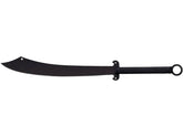 Cold Steel Chinese Sword Machete 24in blade close-up highlighting curved edge for powerful cuts.