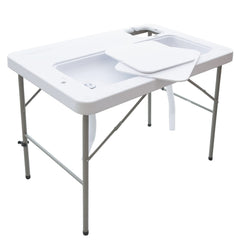 Coldcreek Outfitters outdoor washing table with dual sinks, ready for assembly and efficient cleaning